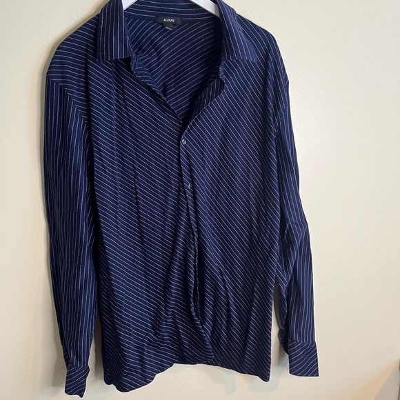 Alfani Navy and White Striped Shirt - Picture 1 of 5